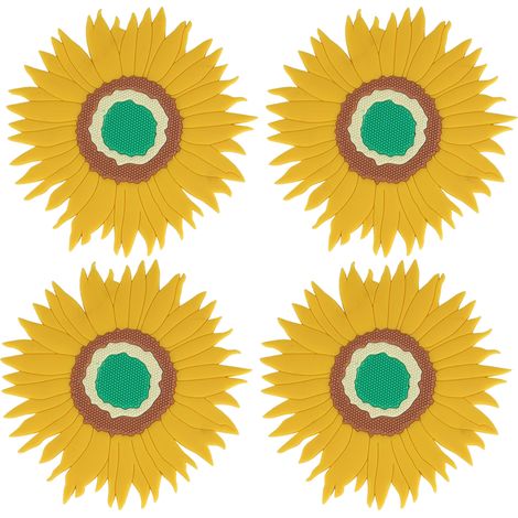 Maniques pour casseroles et poêles chaudes, accessoire de cuisine, maniques en silicone tournesol – lavables au lave-vaisselle (4 pièces) (Jaune, Grand) (1/5)