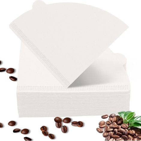 Koffiefilterpapier vervangingsfilter, 100 stuks rond koffiefilterpapier - 02 koffiefilters, koffiepapierfilters, filterzakken voor koffiezetapparaat handfilters (wit) (1/5)