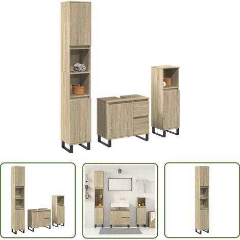 vidaXL 3-tlg. Badmöbel-Set Sonoma-Eiche Holzwerkstoff (1/5)