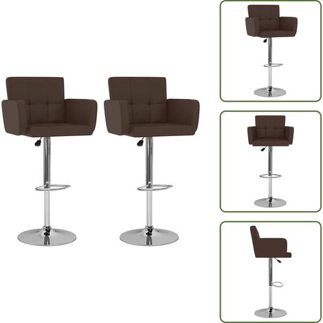 Tabourets de bar lot de 2 marron similicuir - Tabouret De Bar - Tabourets De Comptoir - Chaise Haute - Meubles De Cuisine - Mobilier Design (1/5)