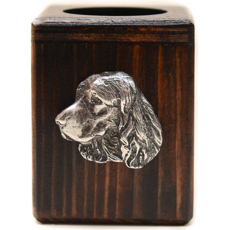 Bougeoir en bois représentant un Welsh Springer Spaniel, un souvenir unique après la perte d'un chien, fabriqué artisanalement par Art-Dog (1/5)