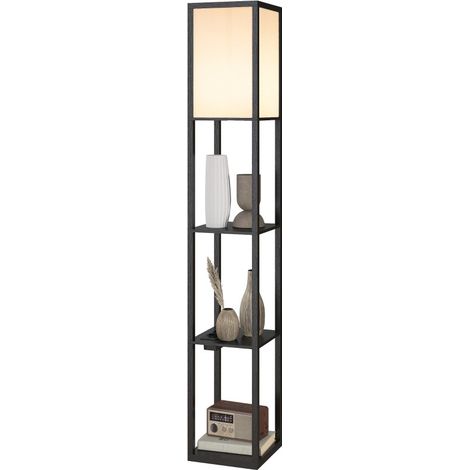 Lampadaire Emven étagères LED réglable USB Noir (1/5)