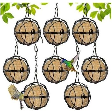 ALLIANDIS8 Pièces Supports pour Boules de Graisse, Mangeoire à Oiseaux Suspendue à Boule, Bird Feeder avec Crochets en Forme de S, Mangeoires Oiseaux Rond Exterieur, pour Jardins, Balcons, Cours, Jung (1/4)