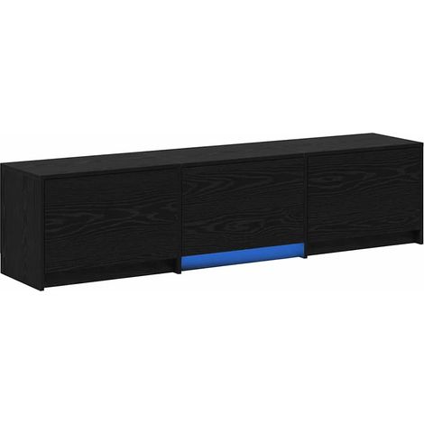 Meuble TV Banc TV Armoire TV avec LED avec bandes LED Chêne Noir 165 x 34 x 40 cm (1/5)