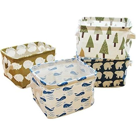 Paniers de rangement pour salle de bain - 20 × 16 × 15 cm - Petits paniers de rangement en tissu - Paniers d'organisation - Lot de 4 - Boîtes de rangement (1/5)
