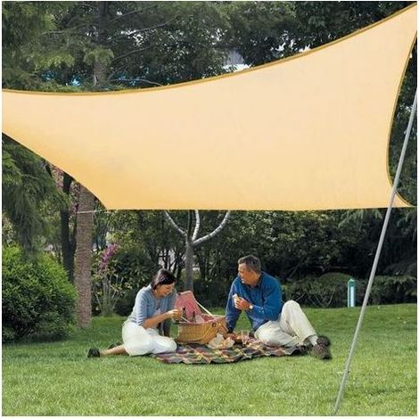 Rechteckiges, sandfarbenes Sonnensegel (2,5 x 3 m, HDPE) – UV-Schutz für Terrasse, Camping, Garten (1/4)