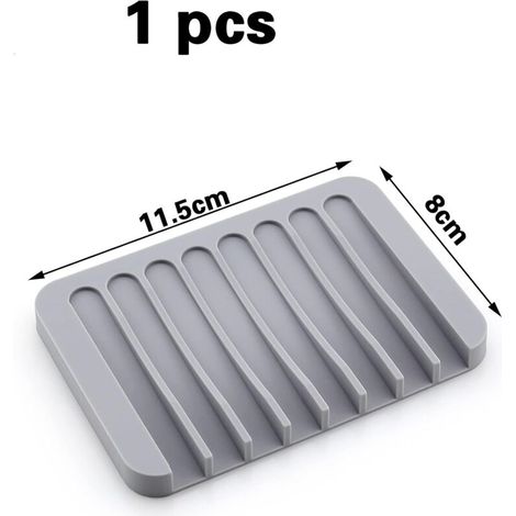 (Gris) 1 porte-savon en silicone pour salle de bain, porte-savon de cuisine, porte-savon de douche, salle de bain, cuisine (1/3)