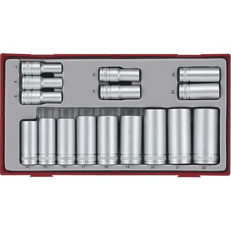 Teng Tools Jeu de douilles professionnelles chromée mate 16 pièces (1/2)