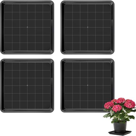 4 Pièces Soucoupes Pot Fleur 30 x 30 cm Jardinières Carrée Coupelle Pot de Fleur Plastique épaissie pour d’intérieur et d’extérieur Jardin Balcon (Noir) (1/5)