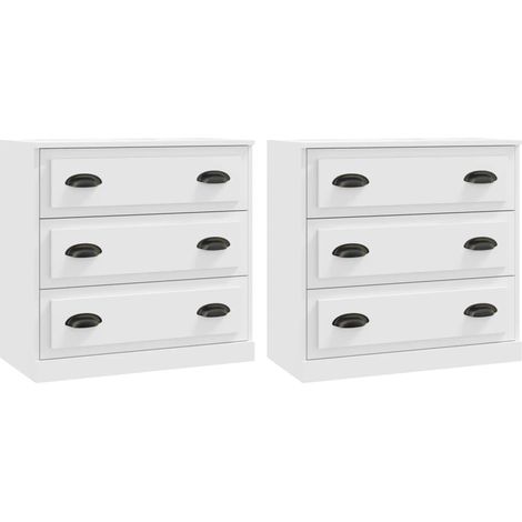 Aparador buffet cómoda armario mueble organizador cocina salón salón juego de 2 madera contrachapada blanca 020036690