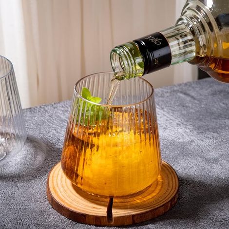 Set mit 6 vertikalen Vintage Weingläsern aus Borosilikatglas mit großem, bauchigem Design, 350 ml/12 oz, für heiße und kalte Getränke, spülmaschi (1/5)