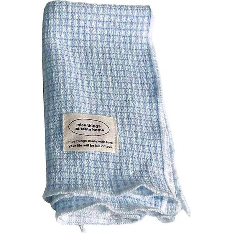 Nappes blanches tissées à ourlet piqué, style ranch français, sets de table multifonctionnels et thermoprotecteurs bleus (1/5)