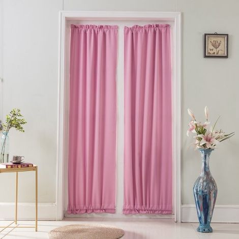 Französischer Türvorhang, Verdunkelung und Wärmedämmung, geeignet für Fenster/Wohnzimmer/Türen/Klassenzimmer, zum Schutz der Privatsphäre (64183 cm, rosa). (1/5)