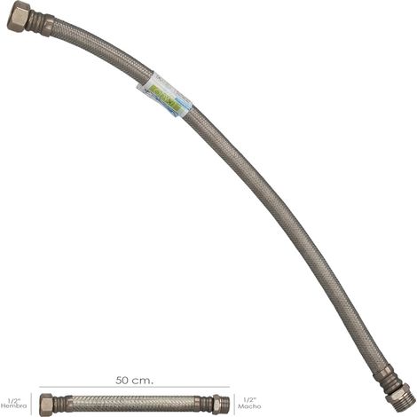 Tubo Flessibile Termico Acciaio Inox Rinforzato Maschio 1/2" - Femmina 1/2" Lunghezza 500 mm (1/3)