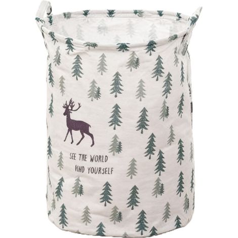 Panier À Linge - Toile Avec Revêtement PE Imperméable - Pliable - Pour Chambre D'enfant - 40 X 50 Cm - Blanc