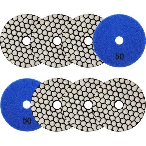 8 Pièces - Disque Diamant - Tampon Polissage - Pour Granit Marbre Pierre - Usage Sec Meuleuse Angle - Noir - 10x10cm (1/5)