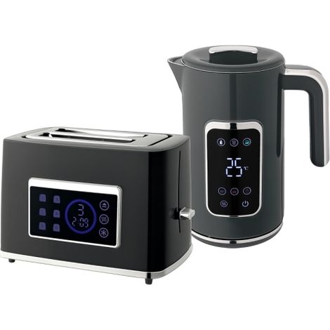 Grey Touch Screen Kettle and Toaster Set for Modern Kitchens - Stylish and Functional Appliance Duo (1/5)
