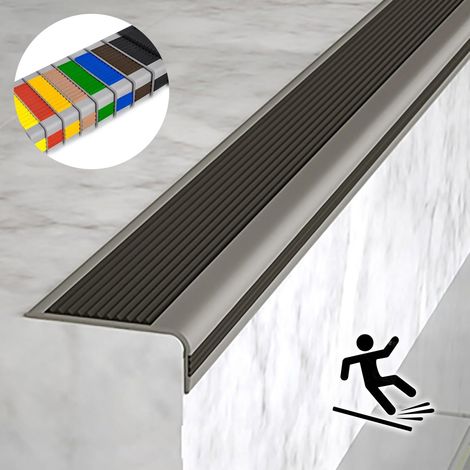Nez de marche antidérapant intérieur extérieur - Profilé caoutchouc auto-adhésif ignifuge imperméable - Protection d'angles de rebords escalier