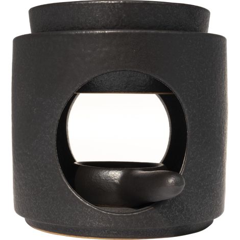 Lampe parfumée en céramique avec photophore Lampe aromatique Diffuseur d'huile parfumée et diffuseur de cire parfumée (Noir) (1/5)