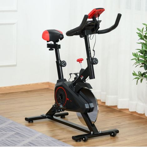 Vélo de spinning 85x46x114 cm en acier noir avec écran LCD, gain de place – MEUBLIV (1/5)
