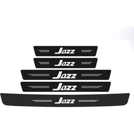 (5 pièces) Autocollants de protection de seuil de porte en fibre de carbone pour Honda Jazz,logo,coffre,pare-chocs arrière (1/3)