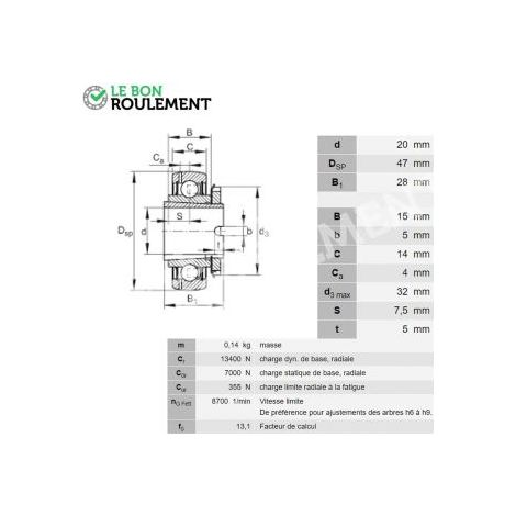 Roulement de palier GSH20-2RSR-B-INA