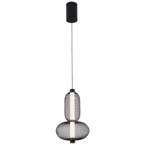 Lampadario sospeso abrila moderno nero 9 watt cristallo