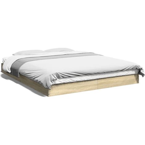 Cadre de lit chêne sonoma 160x200 bois d'ingénierie (1/5)