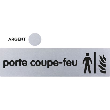 Plaque Porte coupe-feu - Classique argent 170x45mm - 4320892
