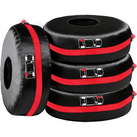 Irovami Housses roue secours – lot 4, polyester, 19-23″, noir/rouge, SUV/caravane (1/5)