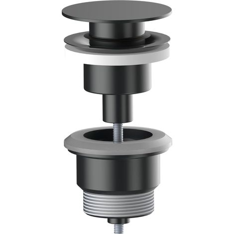 1 - Bonde Clic-Clac - Valve Lavabo - Compatible Trop-Plein Et Sans Trop-Plein - Installation Facile G1-1/4 - Gun Metal