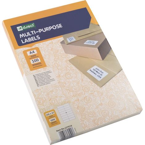 Etichette autoadesive rettangolari formato A4, 16 pezzi, 105x37 cm, 100 fogli (1/2)
