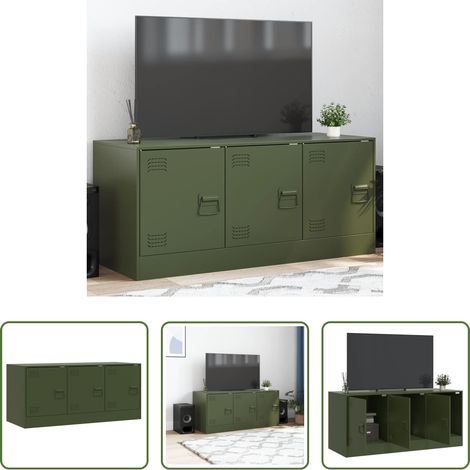 Schrank für Fernseher - TV-Schrank Olivgrün 99x39x44 cm Stahl (1/5)