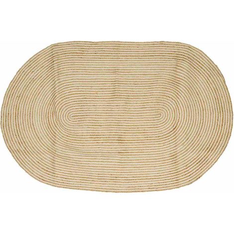 Tapis de surface Naturel et Blanc 152 x 245 cm Jute vidaXL