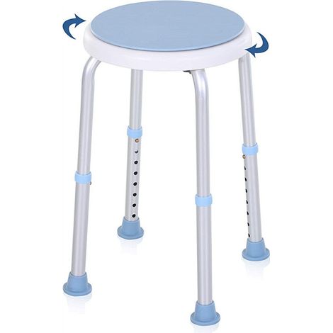 SWANEW Sedile doccia regolabile in altezza sgabello doccia ergonomico piedini antiscivolo carico alluminio HDPE bianco max. 136 kg