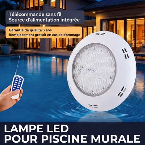 Projecteur LED piscine applique murale RGB 9W Ø 230 mm avec télécommande 12 touches IP68 AC 12V rgb 12 9w 24 × 23,5 × 7 cm 880 g – Livraison gratuite (1/5)