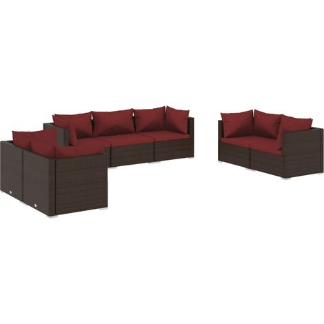 Maison Exclusive - 7-tlg. Garten-Lounge-Set mit Kissen Poly Ratta (1/5)