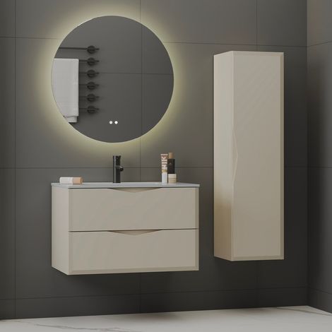 Set di mobili da bagno con lavabo Ellie cachemire 80cm