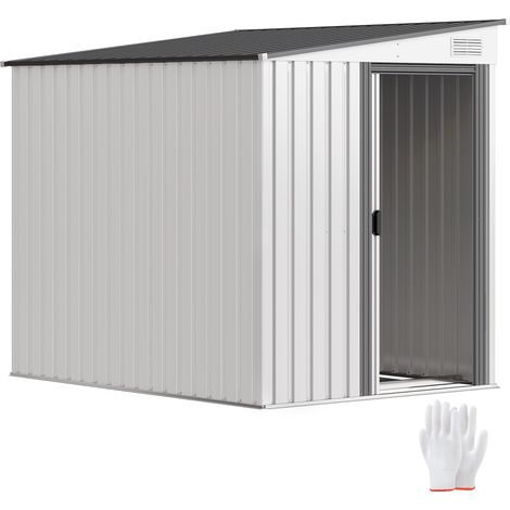 Metall Gerätehaus 2,81m² 154x206,5x181 cm Geräteschuppen mit Pultdach Fundament
