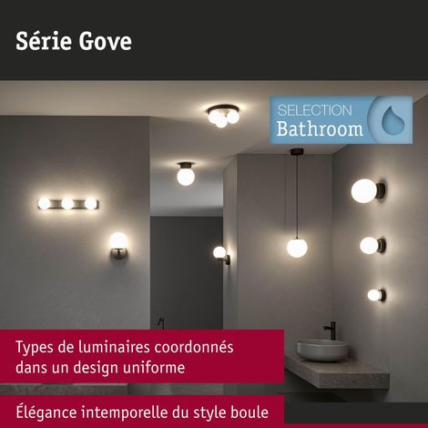 Plafonnier Selection Bathroom Gove IP44 G9 230V max. 3x20W gradable Noir mat, Satin luminaire de salle de bain (1/5)