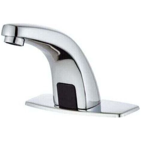 Robinet de lavabo automatique sans contact avec couvercle perforé, capteur de courant continu, chrome (1/4)