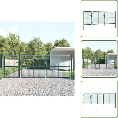 Portal de jardin maille vert 400x175 cm acier galvanisé - Portail De Jardin - Porte De Jardin - Clôture - Porte Métallique - Porte Extérieure
