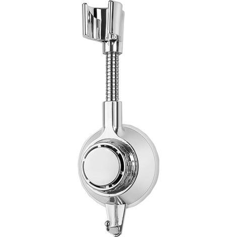 Support de pommeau de douche flexible et réglable à 360° avec crochet, support de pommeau de douche à main auto-adhésif, finition chromée argentée, i (1/5)