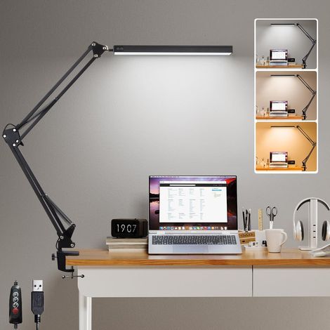 LED-Schreibtischlampe mit Klemme, 3 Farbmodi