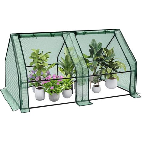 Woltu – Greenhouse for tomato plants 180x90x90cm – 2 roll-up windows – Tear-resistant PE grid film – Stable steel frame – Weather protection (1/5)