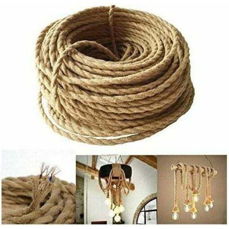 LED Lighting 10m Fil électrique Corde, 2 Cœurs Linge de Câble d'éclairage de Corde Vintage Fil de cuivre recouvert Rétro Tressé Industriel Corde pour DIY Pendentif Lampe (1/4)