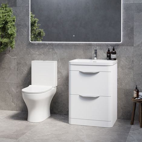 Oslo Gloss White 1150mm Vanity and Jubilee Toilet Suite with Fina Basin - 1150mm - Oslo Standard Handle