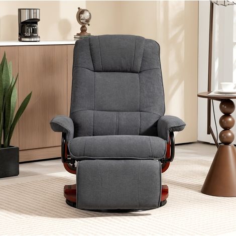 Poltrona relax girevole reclinabile in tessuto grigio OKMYHOME (1/2)