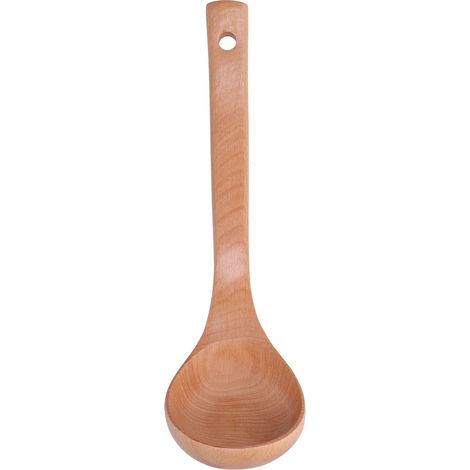 Cuillère en Bois pour Soupe avec Trou de Suspension, Manche Long Léger 27,5 cm