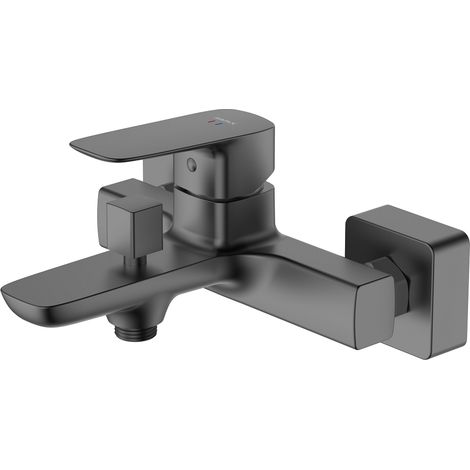 Avapax Robinet de baignoire mural - Gris anthracite mat - Ergonomique - Remplissage rapide - Qanix Abqa211411
